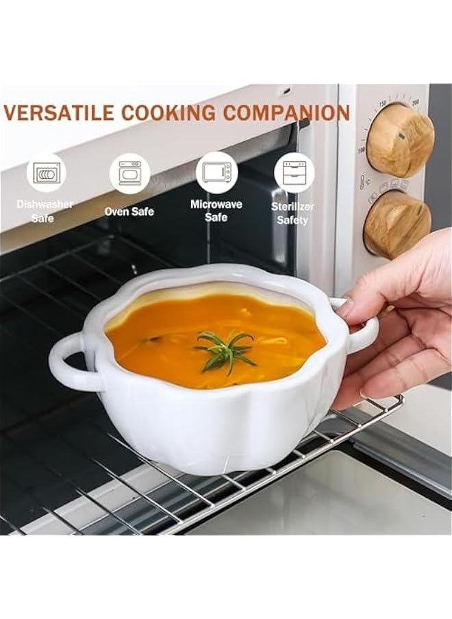 Oven Safe Pumpkin Bowls, Pumpkin Ramekins With Lids, Pumpkin Bowl With Lid, 15 Oz Pumpkin Bowls, Pumpkin Soup Bowls With Handles, Pumpkin Soup Bowls (Green)