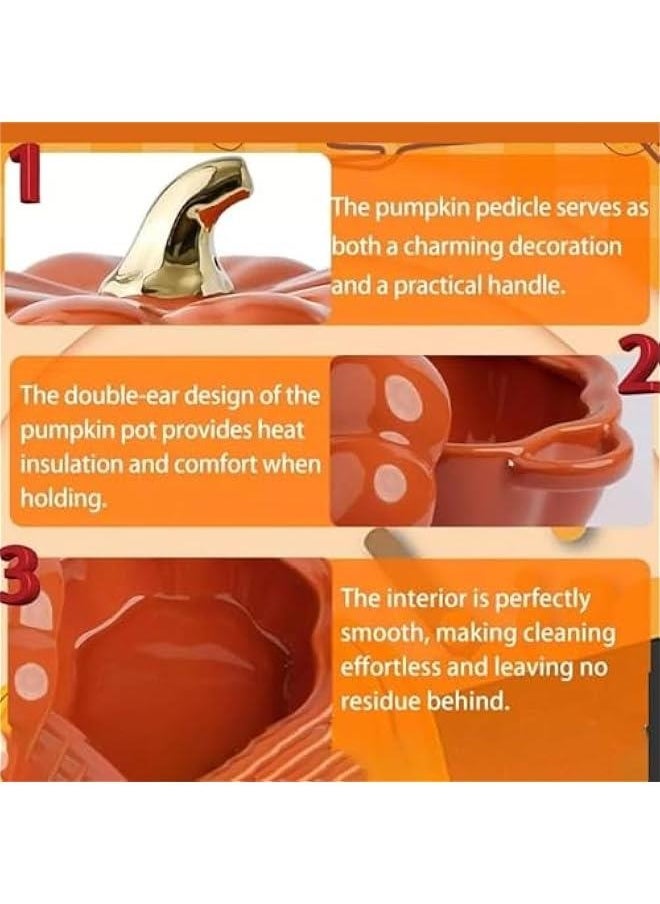 Oven Safe Pumpkin Bowls, Pumpkin Ramekins With Lids, Pumpkin Bowl With Lid, 15 Oz Pumpkin Bowls, Pumpkin Soup Bowls With Handles, Pumpkin Soup Bowls (Green)