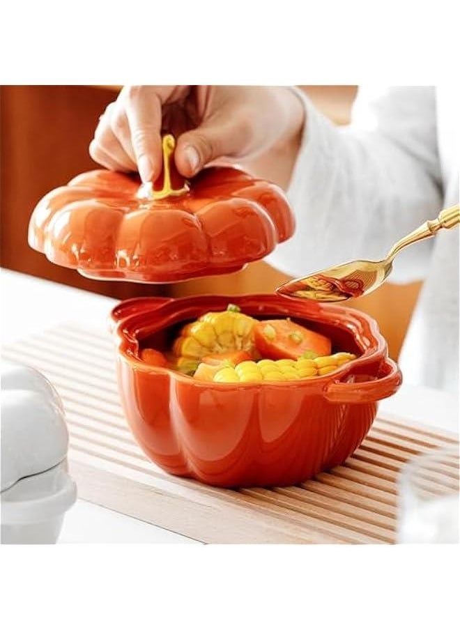 Oven Safe Pumpkin Bowls, Pumpkin Ramekins With Lids, Pumpkin Bowl With Lid, 15 Oz Pumpkin Bowls, Pumpkin Soup Bowls With Handles, Pumpkin Soup Bowls (Green)