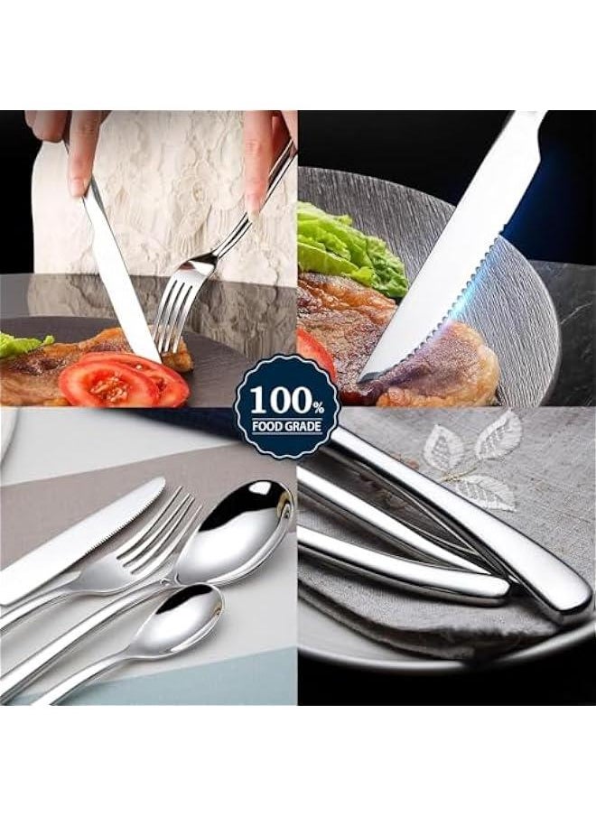 24 Piece - Silverware Stainless Steel Premium Cutlery Gift Box Set with Stand Service for 6, Luxury Design Flatware, Beautiful and Elegant Mirror Polished Dinnerware Utensils