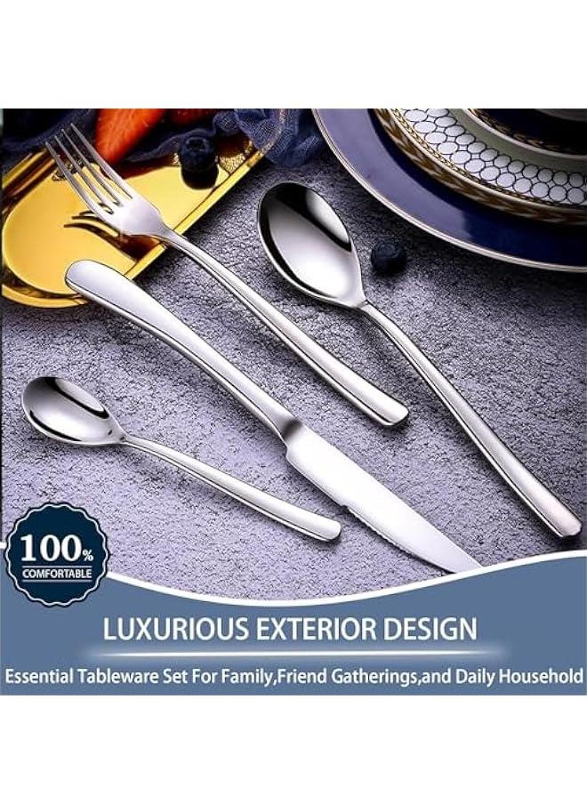 24 Piece - Silverware Stainless Steel Premium Cutlery Gift Box Set with Stand Service for 6, Luxury Design Flatware, Beautiful and Elegant Mirror Polished Dinnerware Utensils