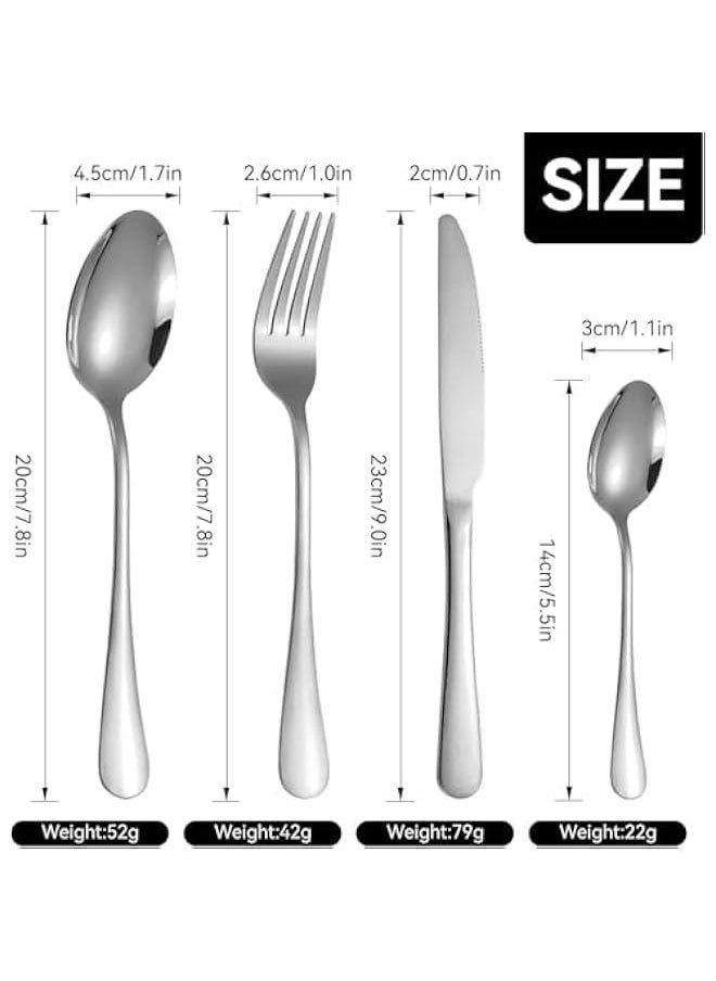 24 Piece - Silverware Stainless Steel Premium Cutlery Gift Box Set with Stand Service for 6, Luxury Design Flatware, Beautiful and Elegant Mirror Polished Dinnerware Utensils