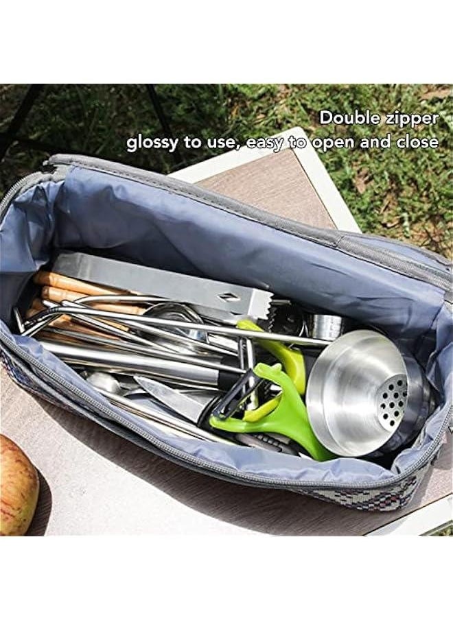 Camping Travel Cooking Utensils lunch box , Portable Outdoor Cooking and Grilling Utensil lunch box Travel Bag for Backpacking BBQ Camping Hiking Travel(Blue)