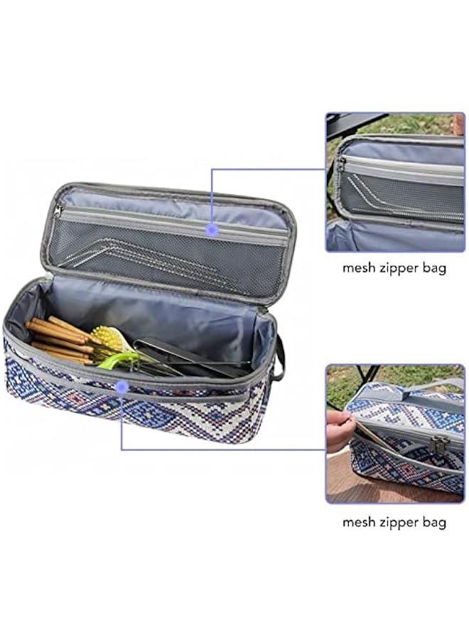 Camping Travel Cooking Utensils lunch box , Portable Outdoor Cooking and Grilling Utensil lunch box Travel Bag for Backpacking BBQ Camping Hiking Travel(Blue)