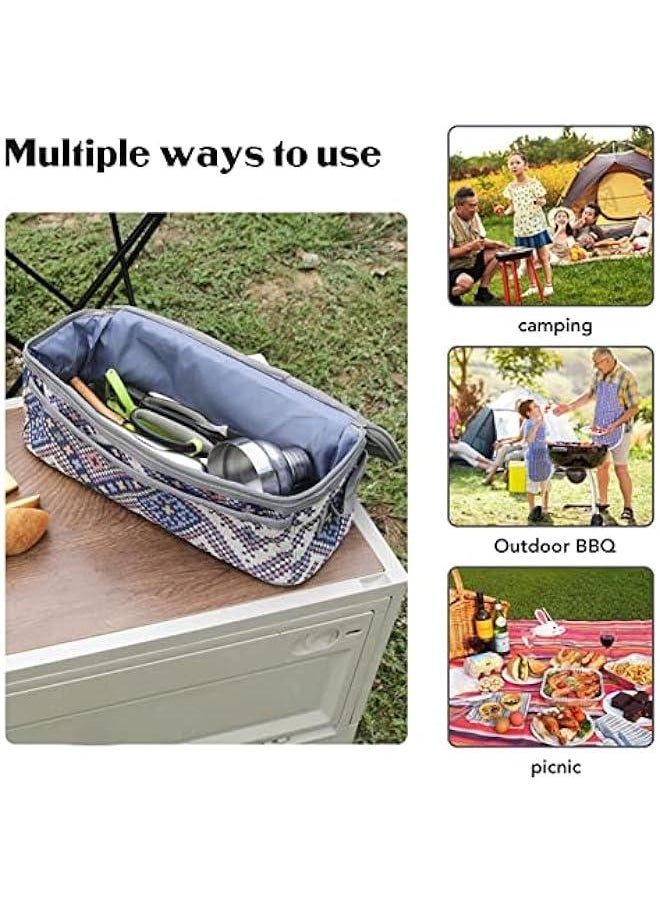 Camping Travel Cooking Utensils lunch box , Portable Outdoor Cooking and Grilling Utensil lunch box Travel Bag for Backpacking BBQ Camping Hiking Travel(Blue)