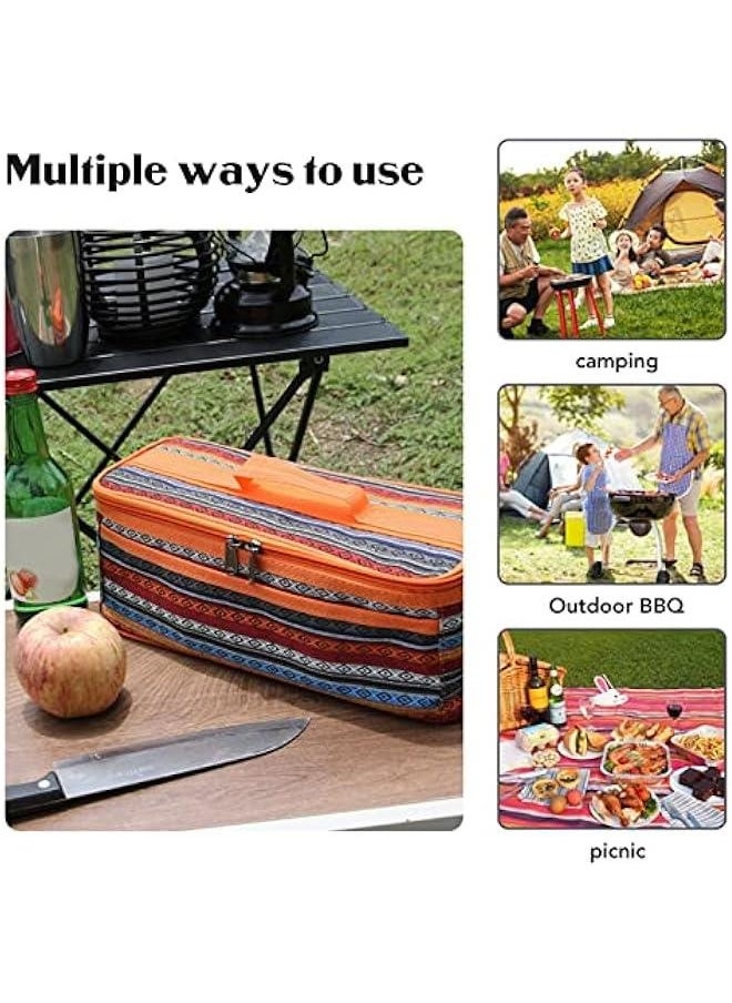 Camping Travel Cooking Utensils lunch box , Portable Outdoor Cooking and Grilling Utensil lunch box Travel Bag for Backpacking BBQ Camping Hiking Travel(Orange)