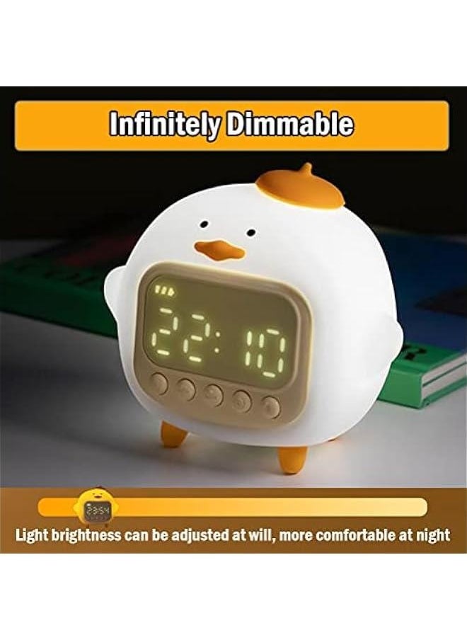 Cute Duck Alarm Clock Night Light, Children's Fun Duckling Wake Up Lamp, Alarm Clock, Night Light for Kids' Bedroom Decoration, Sleep Training Clock, Birthday Gift