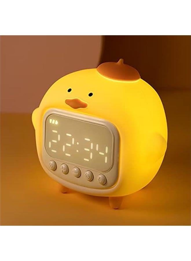 Cute Duck Alarm Clock Night Light, Children's Fun Duckling Wake Up Lamp, Alarm Clock, Night Light for Kids' Bedroom Decoration, Sleep Training Clock, Birthday Gift