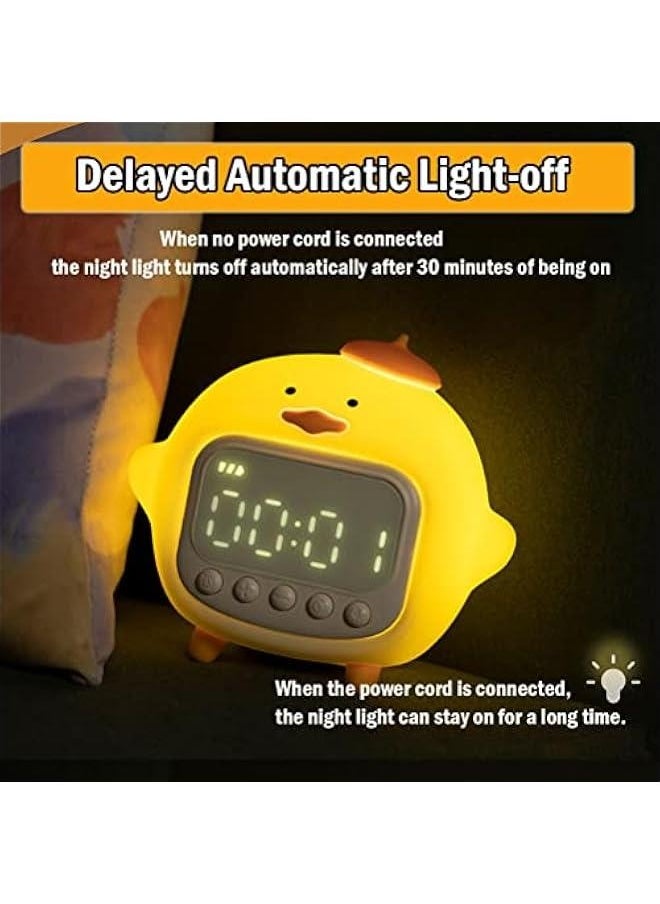 Cute Duck Alarm Clock Night Light, Children's Fun Duckling Wake Up Lamp, Alarm Clock, Night Light for Kids' Bedroom Decoration, Sleep Training Clock, Birthday Gift