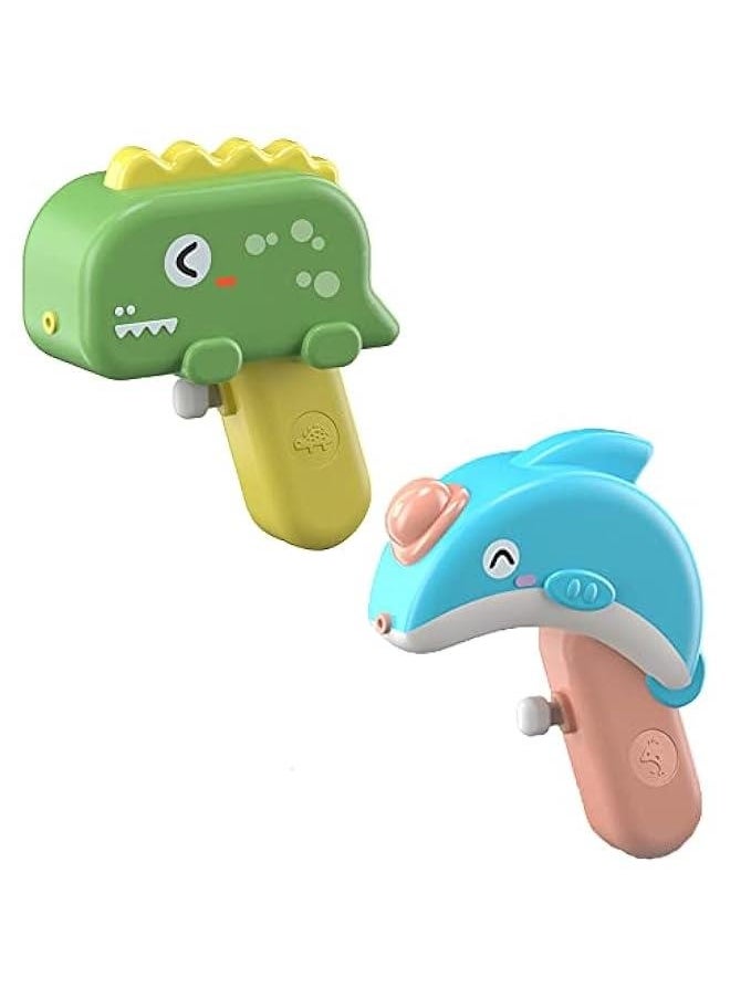 Cartoon Water Gun Toy, Bathtub Dinosaur Cartoon Mini Squirt Gun Tub Elephant Dolphin Water Pistol Toy Pool Shark Water Blast Gun Toy Beach Outdoor Water Fighting Play Toy (Dinosaur+Dolphin)