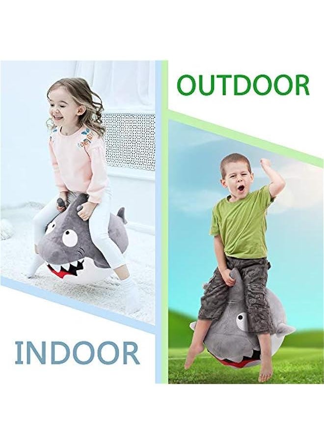 Bouncy Pals Kids White Shark Hopper Ball, Toddler Ride on Bounce Toy, Outdoor Indoor Inflatable Jumping Animal W/Handle, Bouncing Hop Jumper, Birthday Gift for 2 3 4 5 Year Old Boy Girl
