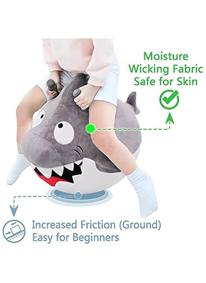 Bouncy Pals Kids White Shark Hopper Ball, Toddler Ride on Bounce Toy, Outdoor Indoor Inflatable Jumping Animal W/Handle, Bouncing Hop Jumper, Birthday Gift for 2 3 4 5 Year Old Boy Girl