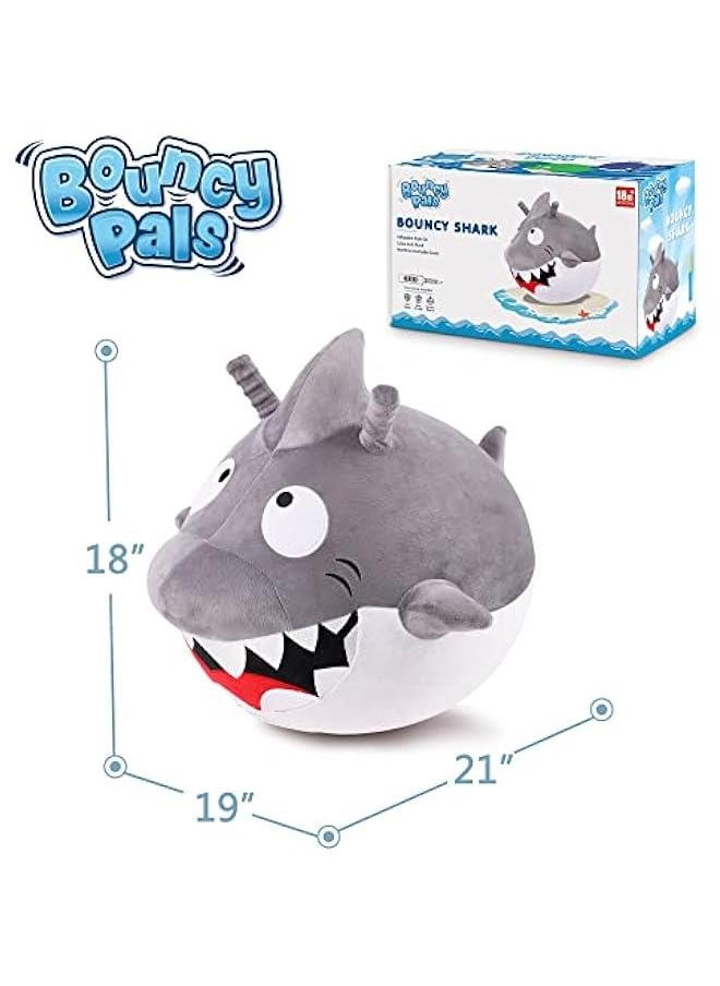 Bouncy Pals Kids White Shark Hopper Ball, Toddler Ride on Bounce Toy, Outdoor Indoor Inflatable Jumping Animal W/Handle, Bouncing Hop Jumper, Birthday Gift for 2 3 4 5 Year Old Boy Girl