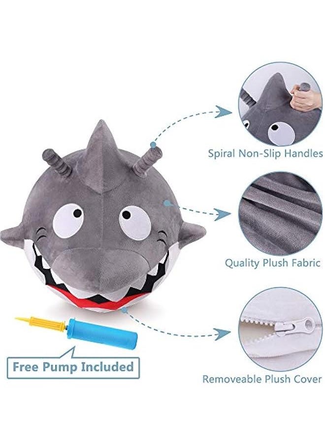 Bouncy Pals Kids White Shark Hopper Ball, Toddler Ride on Bounce Toy, Outdoor Indoor Inflatable Jumping Animal W/Handle, Bouncing Hop Jumper, Birthday Gift for 2 3 4 5 Year Old Boy Girl