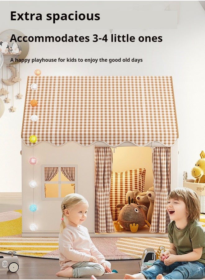 Kids Tent Kids Play Tent House Toddler Indoor Outdoor Play House Tent Washable Foldable with LED Ball Light Banner Windows Reading Corner Activity Center Toys for Boys Girls Gifts For Kids 3+ Years
