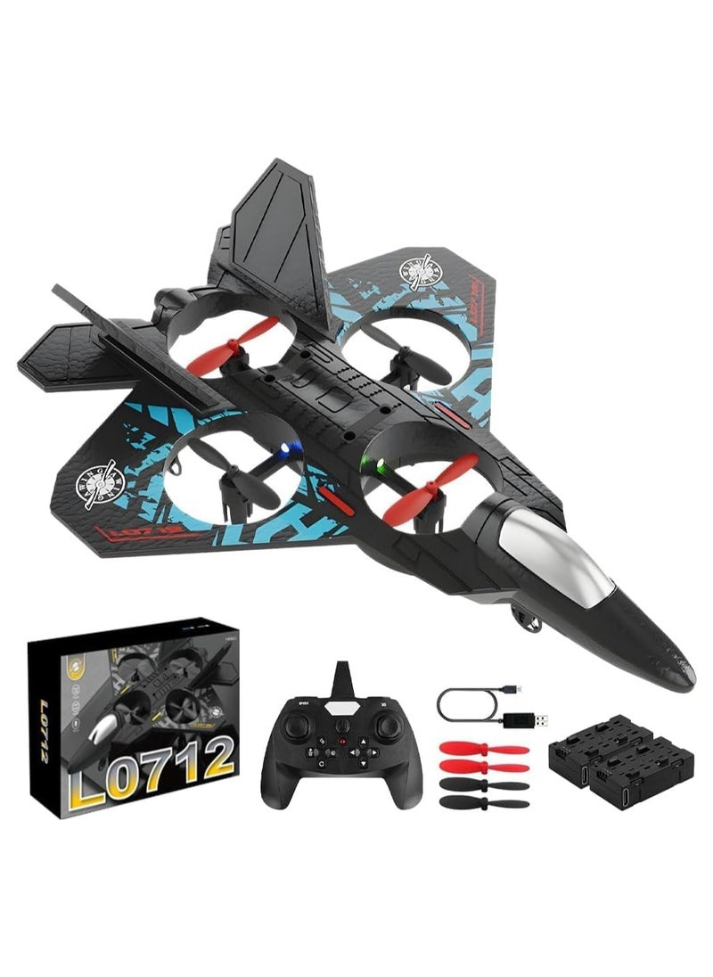 Foam Drone RC Airplane for Kids & Beginners – Remote Control Fighter Jet with LED Lights, Auto Hovering, 360° Flip, 2.4GHz RC Plane, USB Rechargeable Quadcopter, Stunt Jet Toy Gift for Boys & Adults