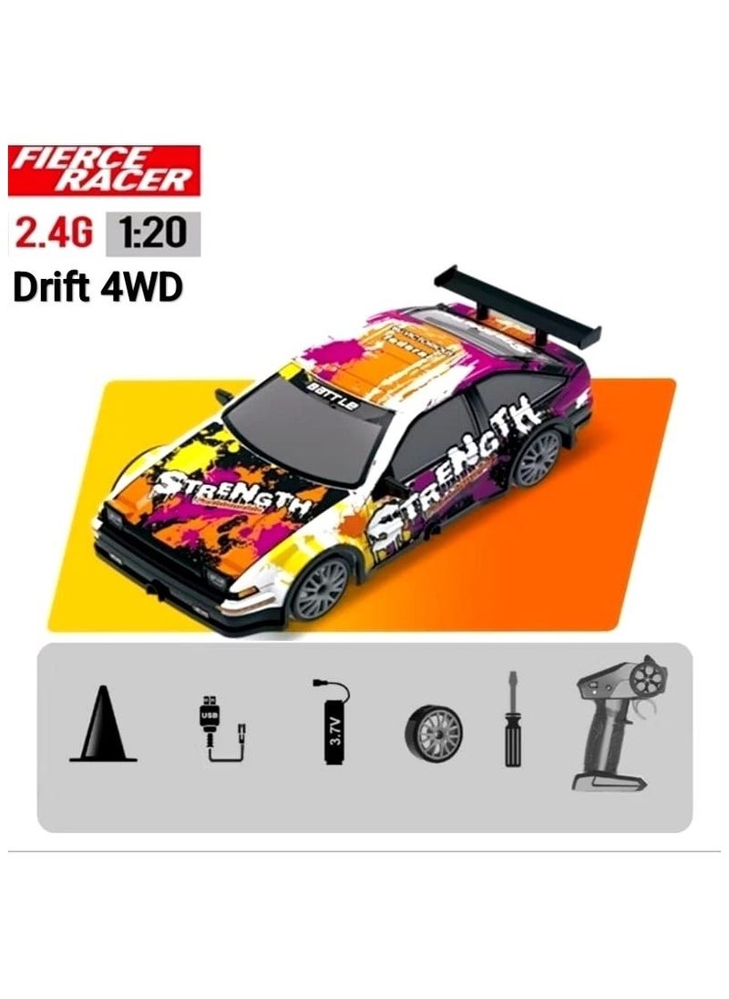 High Speed 4WD RC Drift Car Toy - 2.4Ghz Remote Control Electric AE86 Racing Vehicle for Kids , model YL no-102-1 , orange color available only