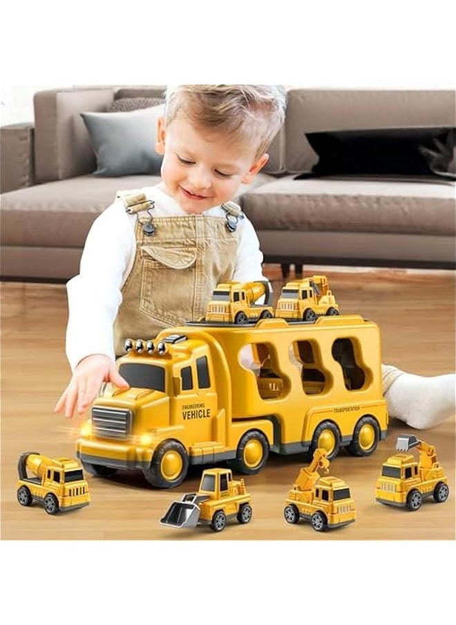 Truck Toys for 3 4 5 6 Years Old Boys, Toddler Car Toys for Toddler Boys Ages 3-5, Construction Toys Car Carrier Vehicle Toy Set, Kids Toys Truck Set for Age 3-9