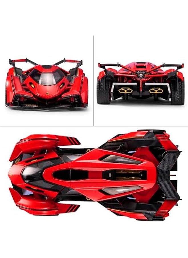 Toy Cars Lambo V12 Race Car Toys with Light and Sound Diecast Metal Model Cars for 3+ Year Old Boys Pull Back Car Gift Toys for Kids Ages 3-8(Red)