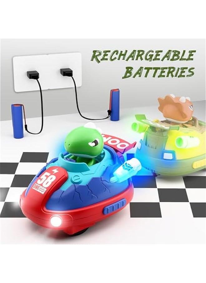Kids Dinosaur Remote Control Car Toys Set, Dino RC Race Vehicles Playset, Electronic Bump Pop Game, Cool Indoor Outdoor Birthday Gift 3 4 5 6 7 8-12 Years Old Toddlers Boys Children Teen
