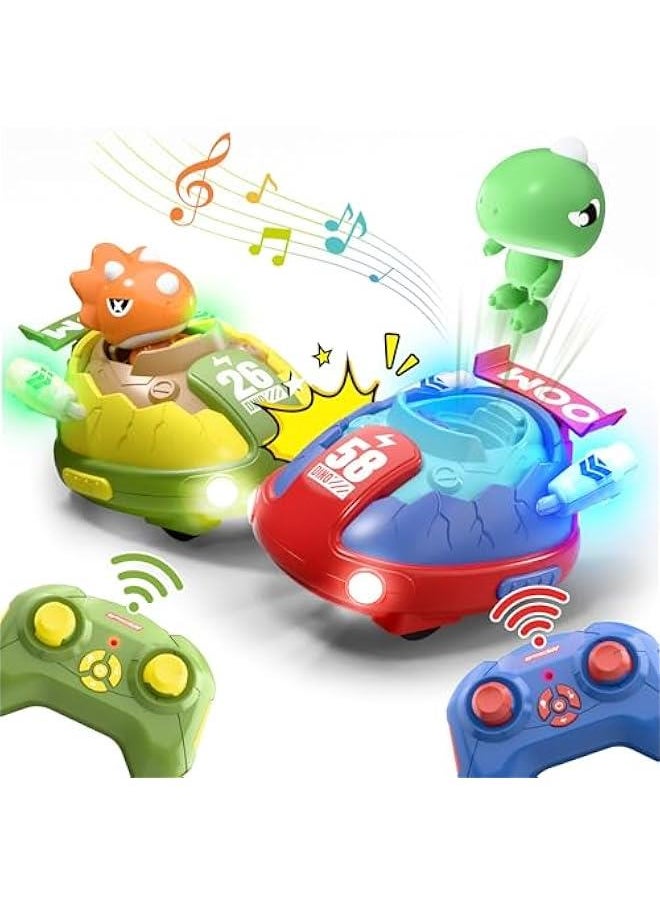 Kids Dinosaur Remote Control Car Toys Set, Dino RC Race Vehicles Playset, Electronic Bump Pop Game, Cool Indoor Outdoor Birthday Gift 3 4 5 6 7 8-12 Years Old Toddlers Boys Children Teen