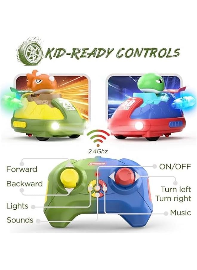 Kids Dinosaur Remote Control Car Toys Set, Dino RC Race Vehicles Playset, Electronic Bump Pop Game, Cool Indoor Outdoor Birthday Gift 3 4 5 6 7 8-12 Years Old Toddlers Boys Children Teen