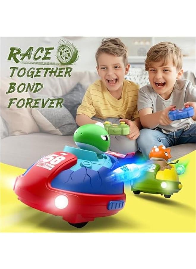 Kids Dinosaur Remote Control Car Toys Set, Dino RC Race Vehicles Playset, Electronic Bump Pop Game, Cool Indoor Outdoor Birthday Gift 3 4 5 6 7 8-12 Years Old Toddlers Boys Children Teen
