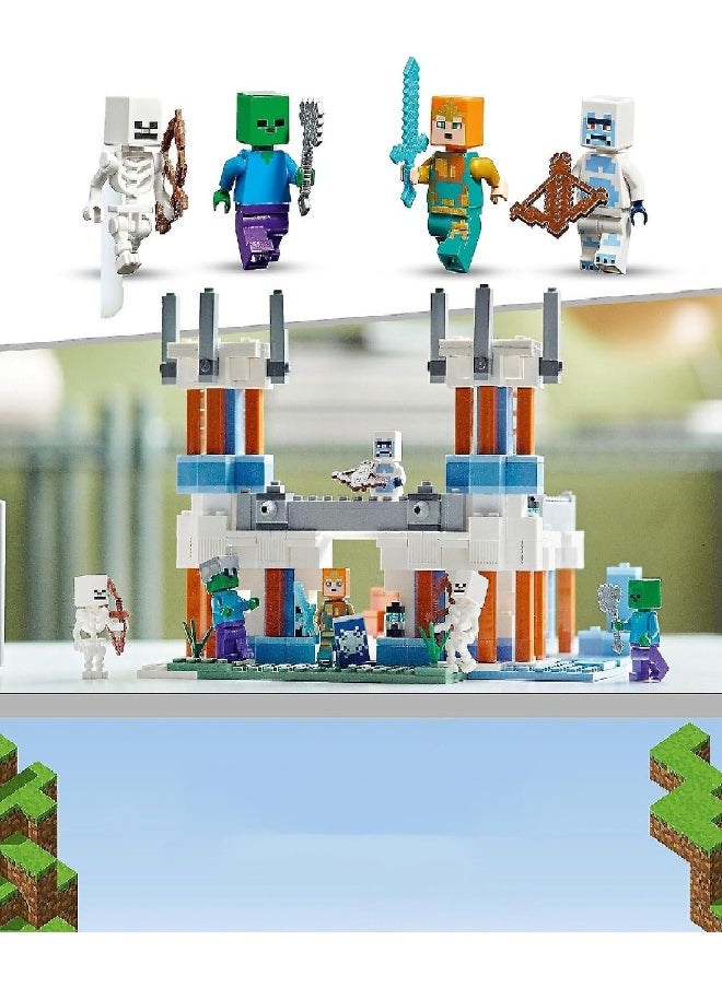 Ice And Snow Castle Toy Set With Royal Guards And Zombie And Skeleton Mob Figures, Creative Birthday Gift For Kids