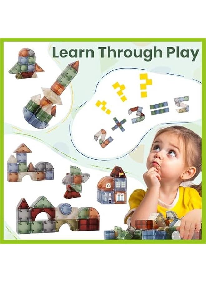 Kids Magnetic Blocks, 62 PCS Magnet Stacking Block Building Toy, Toddler STEM Learning Montessori Sensory Toy, Preschool Classroom Educational Birthday Gift 3 4 5 6 7 8 Year Old Boy Girl