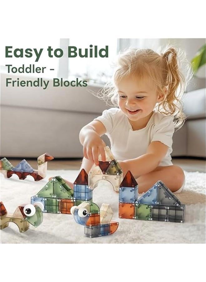 Kids Magnetic Blocks, 62 PCS Magnet Stacking Block Building Toy, Toddler STEM Learning Montessori Sensory Toy, Preschool Classroom Educational Birthday Gift 3 4 5 6 7 8 Year Old Boy Girl