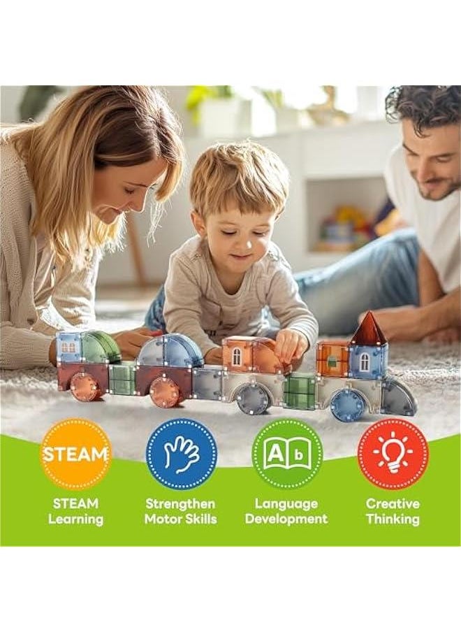 Kids Magnetic Blocks, 62 PCS Magnet Stacking Block Building Toy, Toddler STEM Learning Montessori Sensory Toy, Preschool Classroom Educational Birthday Gift 3 4 5 6 7 8 Year Old Boy Girl