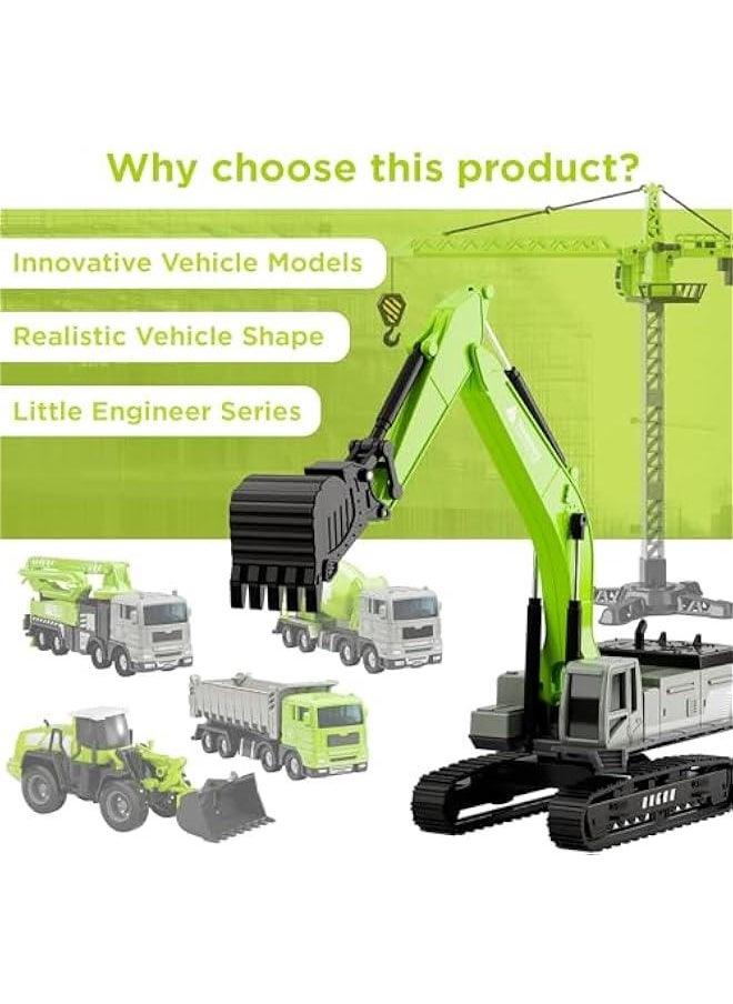 Kids Construction Truck Toy, Crane Excavator for Boys Age 3-5, Digger Dump Trucks, Bulldozer Forklift Vehicle Set for Sandbox Play, Birthday Gifts 3 4 5 6 Year Old Toddlers