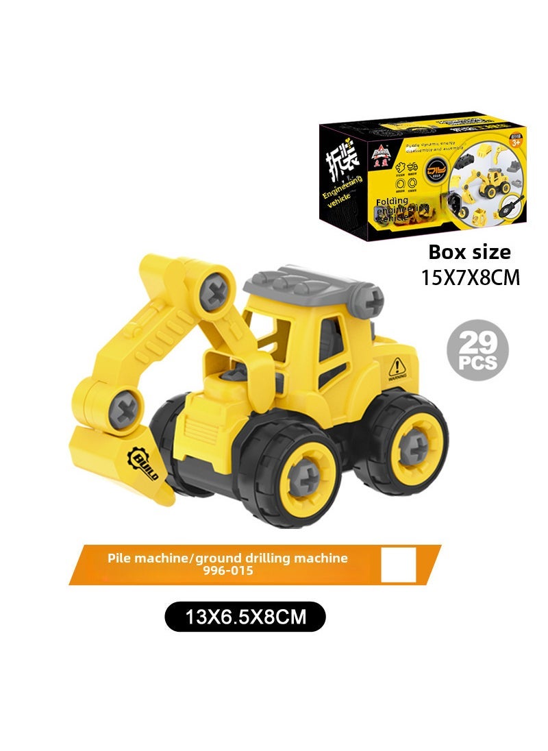 Kids DIY Assembly Toy Trucks for Boys Pile driver for disassembly and assembly works (color box)