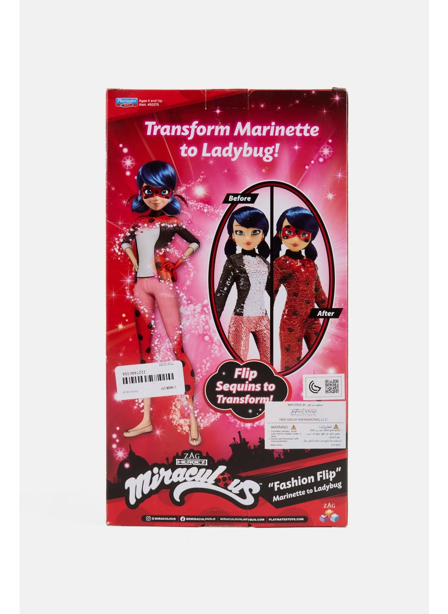 Fashion Flip Marinette To Ladybug With Sequins Outfit Fashion Doll, Multicolor