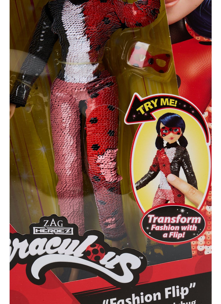 Fashion Flip Marinette To Ladybug With Sequins Outfit Fashion Doll, Multicolor