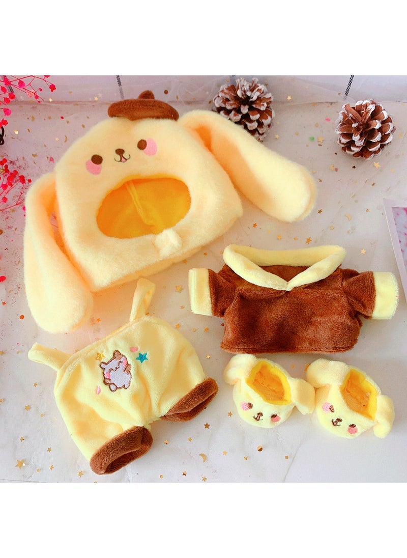 20cm Cotton Doll Outfit Set with Hat Tender yellow dog suit