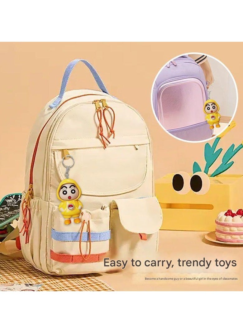 Crayon Shinchan x Pikachu 3-in-1 Transforming Keychain Toy - Press Poké Ball to Switch Faces, Gift for Kids/Anime Fans