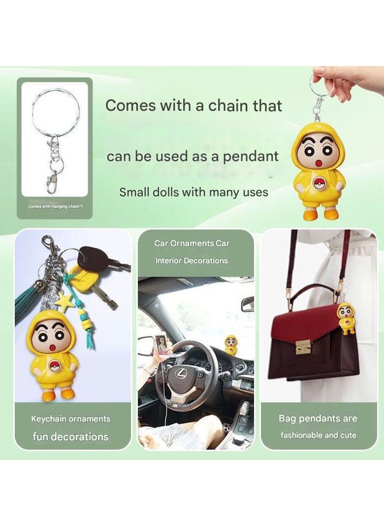 Crayon Shinchan x Pikachu 3-in-1 Transforming Keychain Toy - Press Poké Ball to Switch Faces, Gift for Kids/Anime Fans