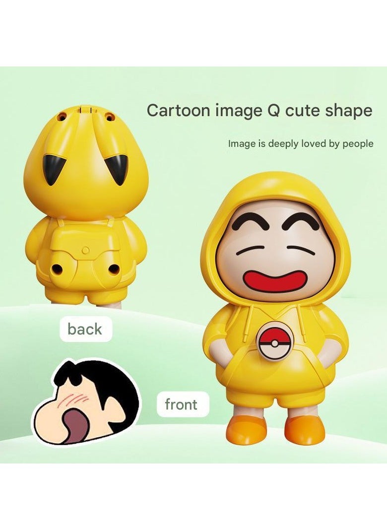 Crayon Shinchan x Pikachu 3-in-1 Transforming Keychain Toy - Press Poké Ball to Switch Faces, Gift for Kids/Anime Fans
