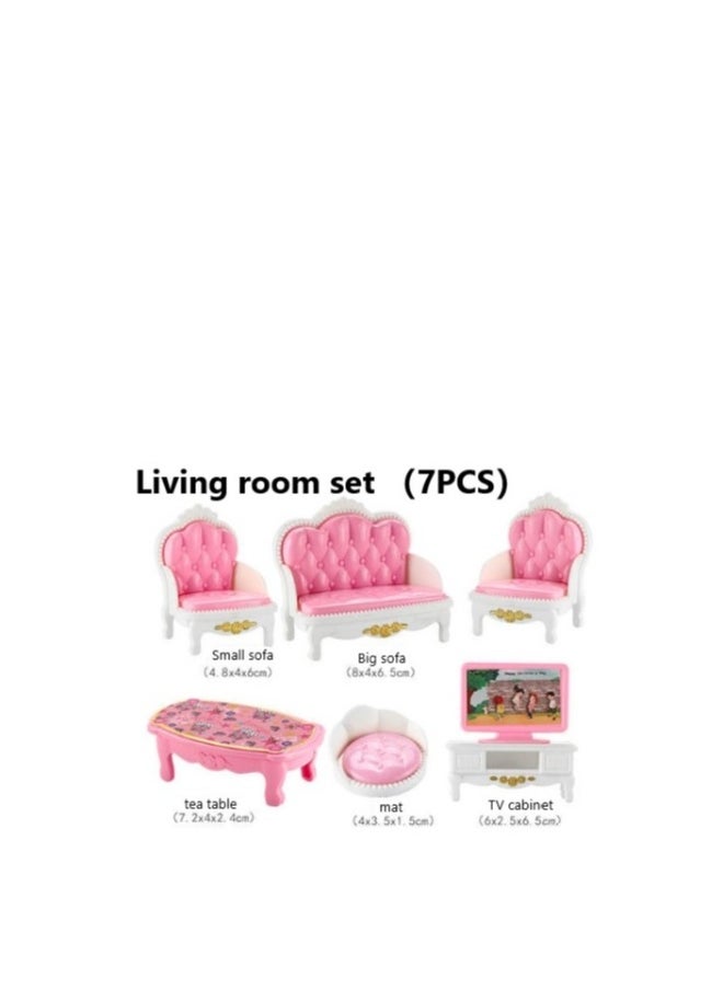 7 Pcs Miniature Dollhouse Furniture Ornament Mini Doll House Living Room Furniture Model Set Decoration Dollhouse Mini  Accessories Pretend Play Kids Toy