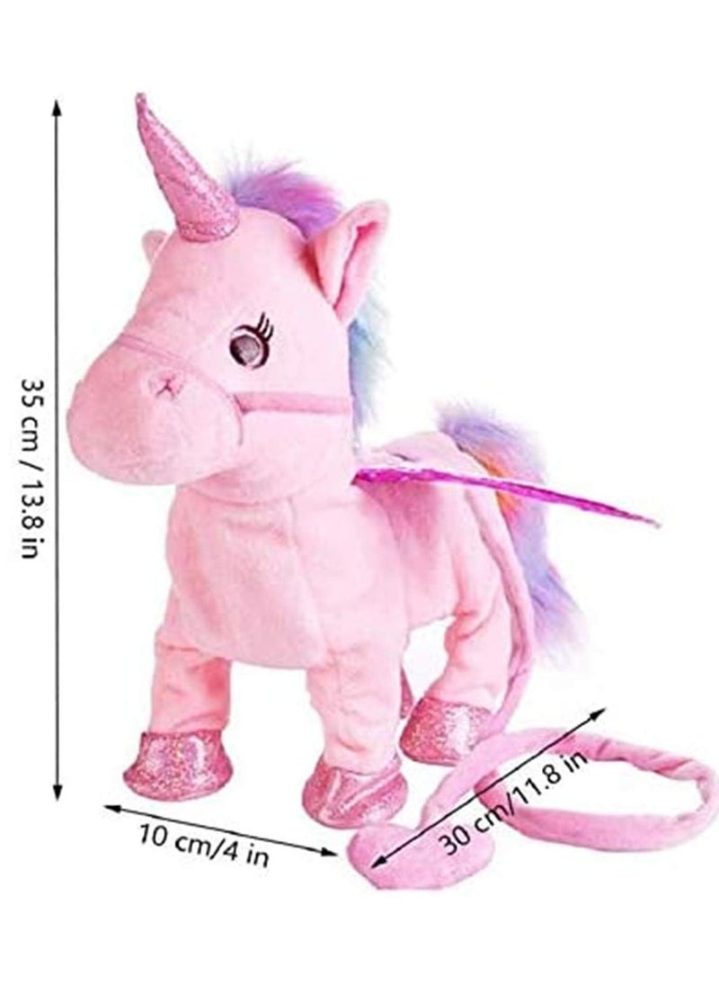 Electric Walking Unicorn Plush Funny Toy Talking Toy Unicorn Singing Music Stuffed Toy for Children Kids Gift pink 35cm