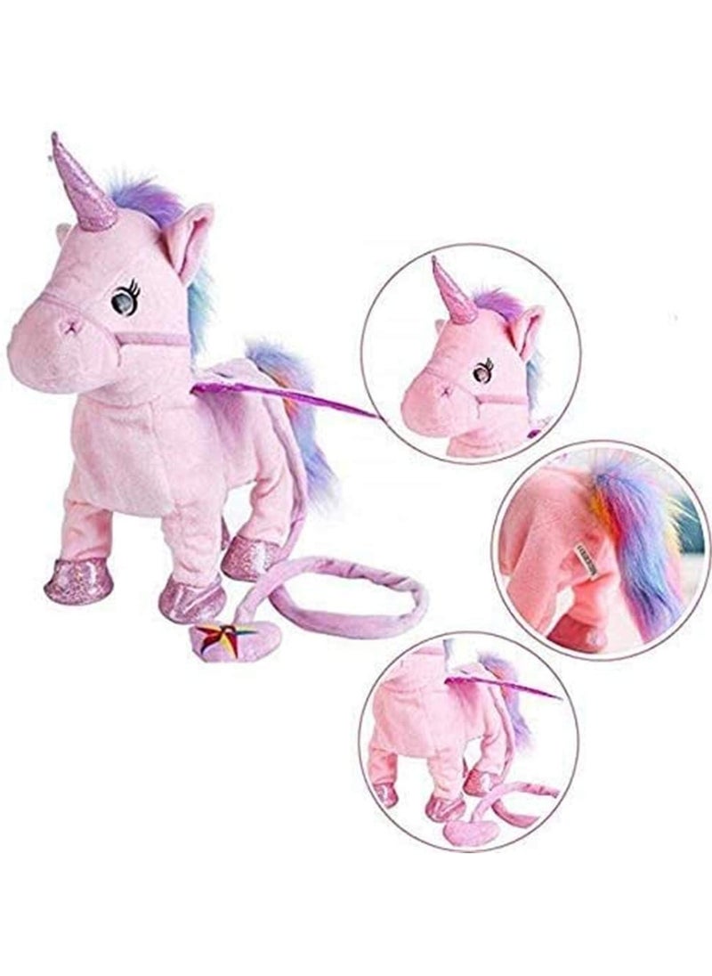 Electric Walking Unicorn Plush Funny Toy Talking Toy Unicorn Singing Music Stuffed Toy for Children Kids Gift pink 35cm