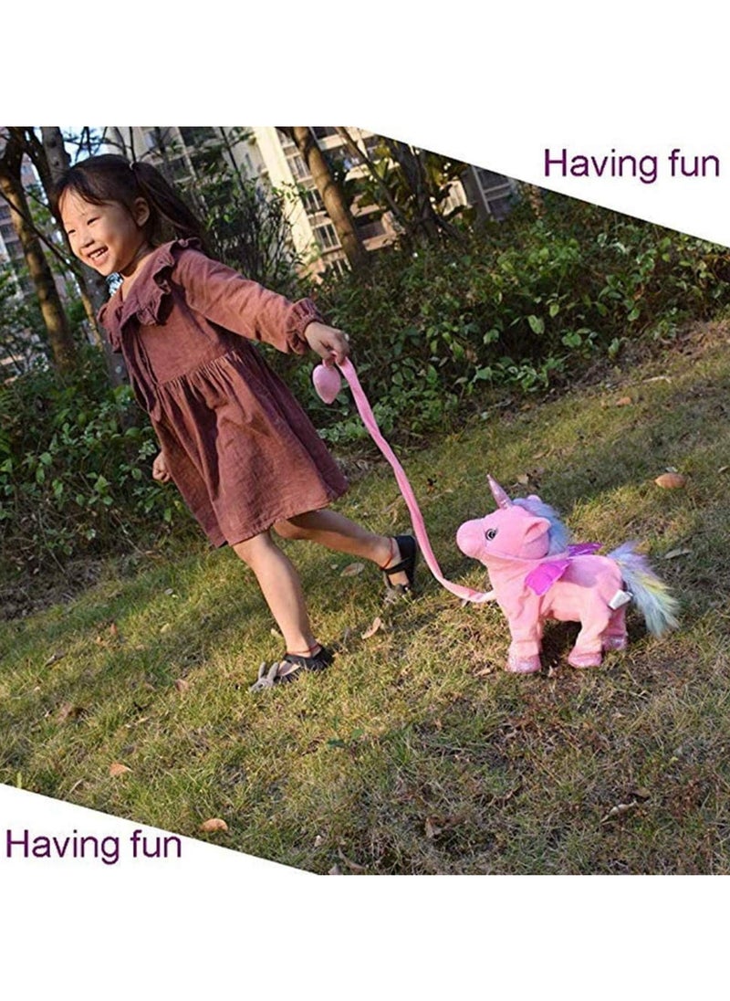 Electric Walking Unicorn Plush Funny Toy Talking Toy Unicorn Singing Music Stuffed Toy for Children Kids Gift pink 35cm