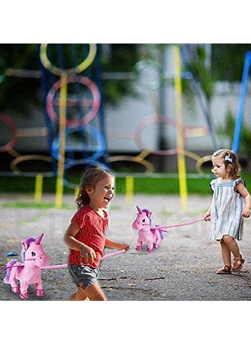 Electric Walking Unicorn Plush Funny Toy Talking Toy Unicorn Singing Music Stuffed Toy for Children Kids Gift pink 35cm