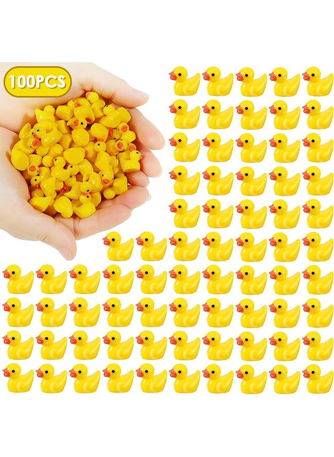 100Pcs Mini Resin Ducks, Tiny Ducks for Potted Miniature Decoration Garden Dollhouse Cake Decoration DIY Slime Kit Craft Charms Party Toys