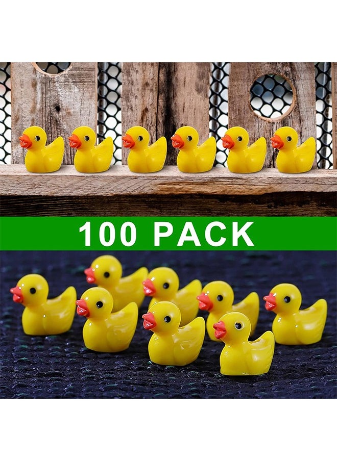 100Pcs Mini Resin Ducks, Tiny Ducks for Potted Miniature Decoration Garden Dollhouse Cake Decoration DIY Slime Kit Craft Charms Party Toys