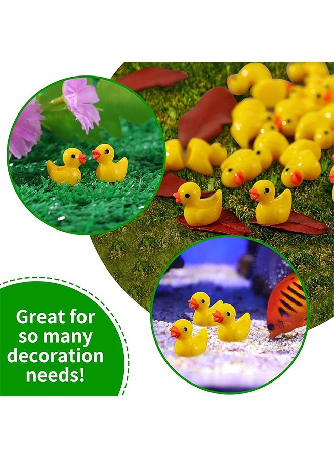 100Pcs Mini Resin Ducks, Tiny Ducks for Potted Miniature Decoration Garden Dollhouse Cake Decoration DIY Slime Kit Craft Charms Party Toys