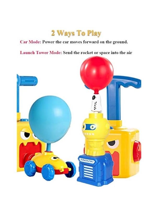 Balloon Powered Car and Launcher Set, Balloon Launcher Toy Set Balloon Power Racer Air Inertial Car Toy Balloon Launcher Launch Pad with 12 Balloons and Yellow Launcher Set (Duck)
