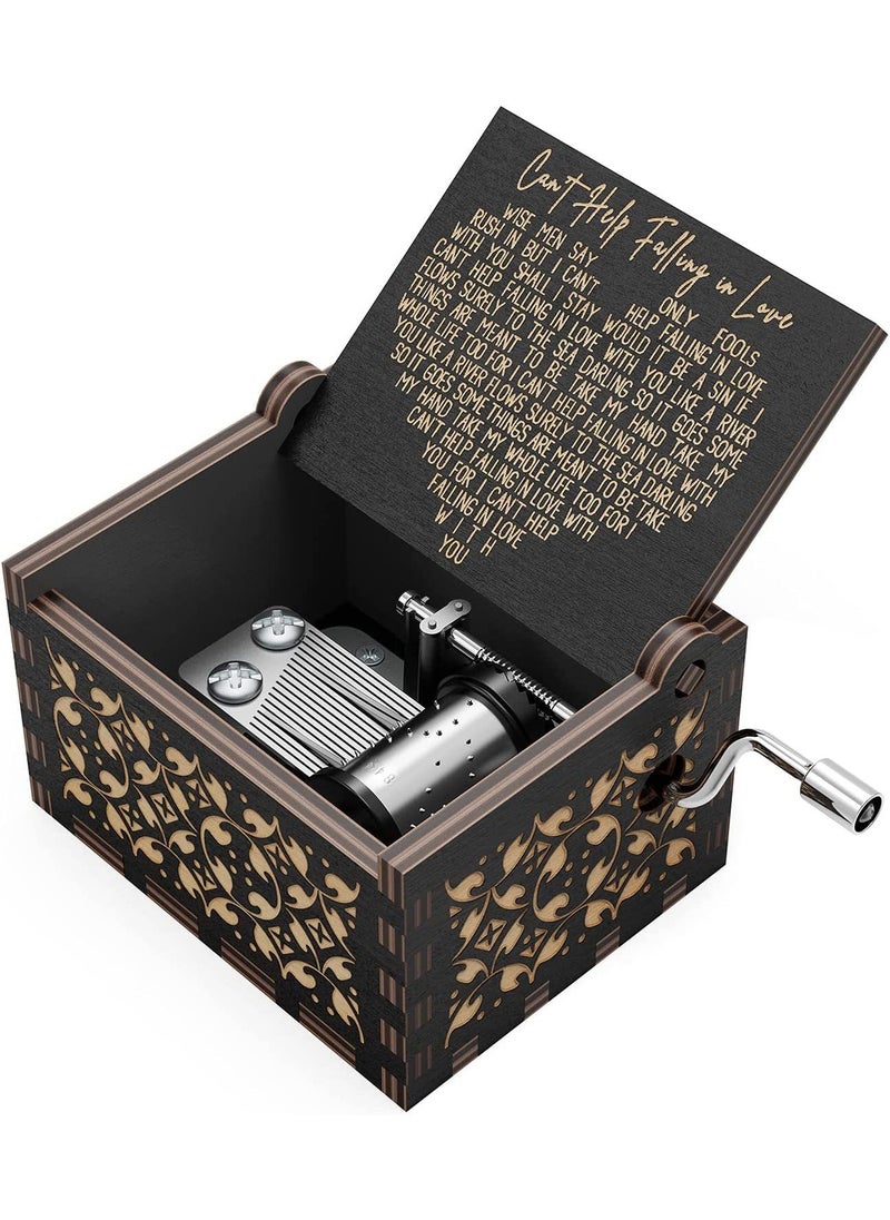 Wooden hand-cranked music box fall in love uv painted music box for nostalgic handmade gifts stall ornaments wholesale Snuggle in Love