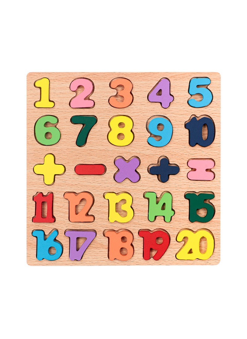 Wooden Shapes Numbers Letters Puzzle Board Toy for Kids 1-20 Digital Cognition